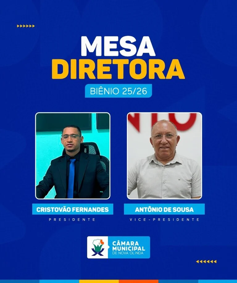 Mesa Diretora da Câmara Municipal de Nova Olinda, para o biênio 2025-2026